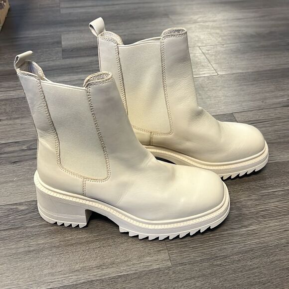 Vince Camuto Cream Leather Ankle Boots US 7.5 - Picture 1 of 6